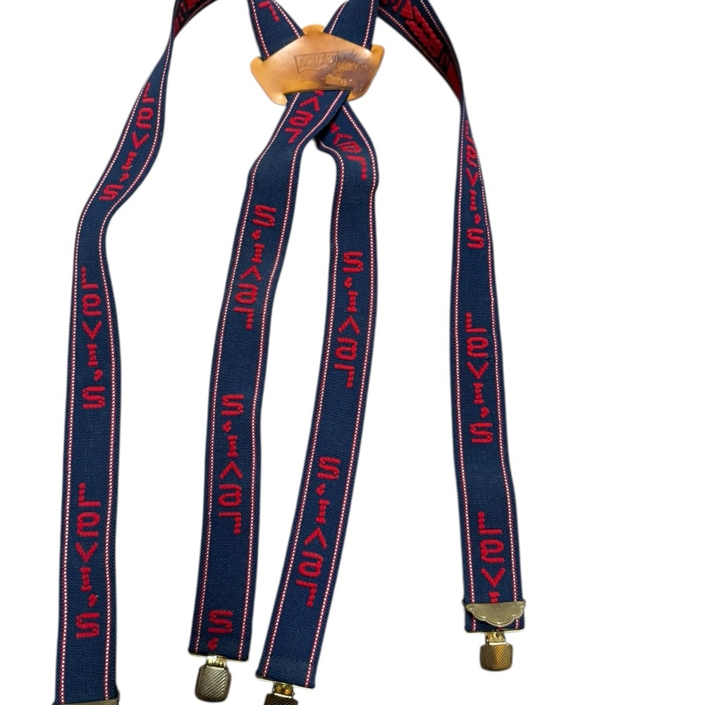 VINTAGE LEVI'S JEANS SUSPENDERS CLIP ON SNAP ADJUSTABLE MEN'S LEVI'S SPELLOUT